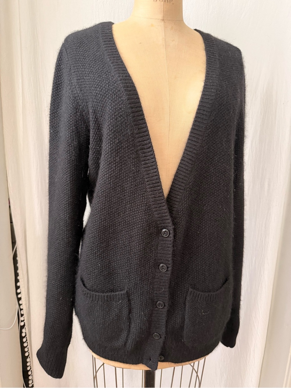 Joe's Jeans, Angora/Wool blend, Seed Stitch Grandpa Cardigan, sz M
